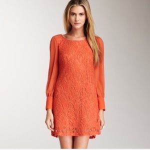 Blu Pepper Retro Orange Lace Long Sleeve Dress